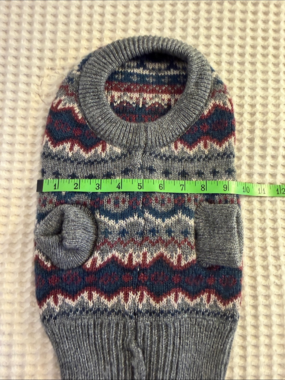 Barbour Gray Fair Isle dog Sweater with Blue and Red Accents - Picture 10 of 10